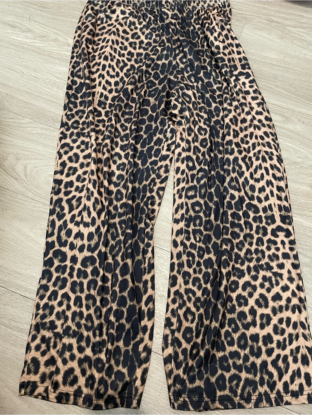 SHEIN Leopard Print Boot Cut Pants - Tan & Black
